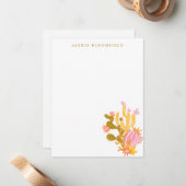 ピンお洒落クとオレンジのサボテン注パーソナライズされた記 ノートカード (正面/裏面インサイチュ)