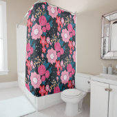 ピンかわいらしガーリークフローラシルバードットグレーデザイン シャワーカーテン (インサイチュ)