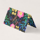 ピンかわいらしガーリークブルーフローラグレーデザイン 名刺 (裏面)