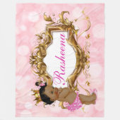 ピンかわいらしクアフリカプリンセスピンク&金ゴールド フリースブランケット (正面)