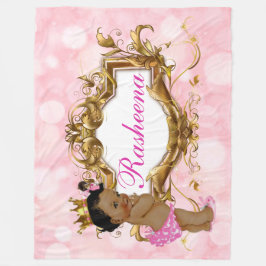 ピンかわいらしクアフリカプリンセスピンク&金ゴールド フリースブランケット