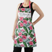 ピンかわいらしクトロピカルフラワーズ名前をカスタムする文字 エプロン (インサイチュ)