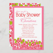 ピンかわいらしクフラワーズガールベビーシャワー招待状 招待状 (正面/裏面)