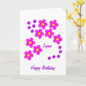 ピンかわいらしクフラワーズ誕生日カード カード (黄色い花)