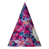 ピンかわいらしクフローラカスタムフォトハッピーバースデー パーティーハット (左)