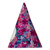 ピンかわいらしクフローラカスタムフォトハッピーバースデー パーティーハット (右)