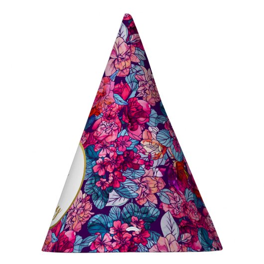 ピンかわいらしクフローラカスタムフォトハッピーバースデー パーティーハット (右)