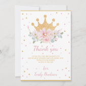 ピンかわいらしクフローラク王室のラウンプリンセス誕生日T サンキューカード (正面)