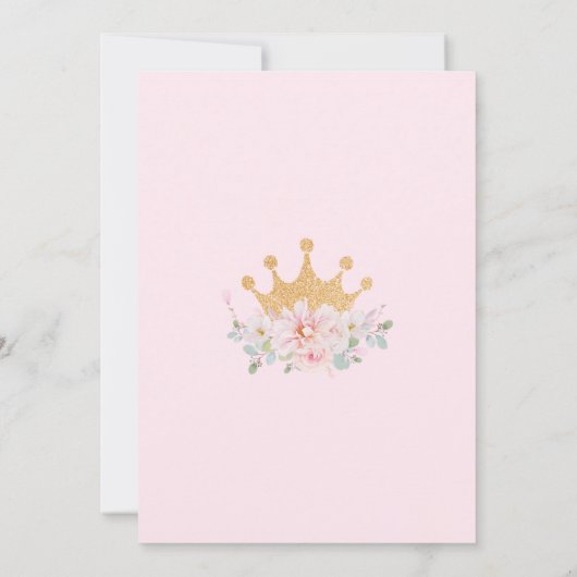 ピンかわいらしクフローラク王室のラウンプリンセス誕生日T サンキューカード (裏面)