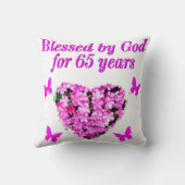 ピンかわいらしクフローラ第65誕生日デザイン クッション (裏面)