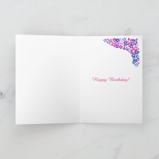 ピンかわいらしクブルーカスタムフローラ前21歳誕生日 カード (内部)