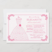 ピンかわいらしクモダンズドレスブライダルシャワー 招待状 (正面)