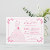 ピンかわいらしクモダンズドレスブライダルシャワー 招待状 (スタンド正面)