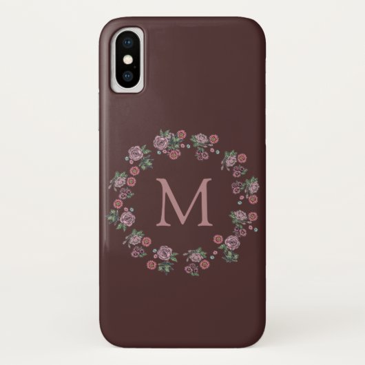 ピンかわいらしクロセスリースモノグラムブルグンディ Case-Mate iPhoneケース (裏面)