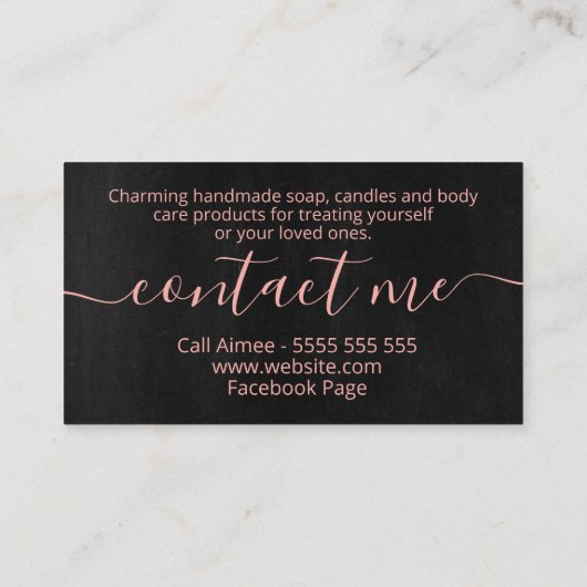 ピンかわいらしクローズ手作りスパバス体ロウソク 名刺 (裏面)