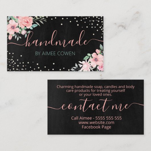 ピンかわいらしクローズ手作りスパバス体ロウソク 名刺 (正面/裏面)