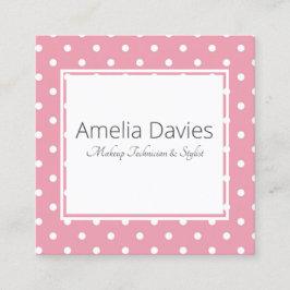 ピンかわいらしク水玉模様 スクエア名刺