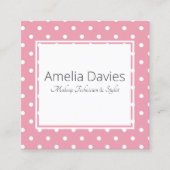 ピンかわいらしク水玉模様 スクエア名刺 (正面)