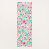 ピンかわいらしク&ミントフローラ水彩ハン絵を描ド ヨガマット (裏面)