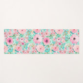 ピンかわいらしク&ミントフローラ水彩ハン絵を描ド ヨガマット (正面(横))