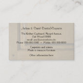 ピンで止められたほぞ穴およびほぞ接合箇所 名刺 (裏面)