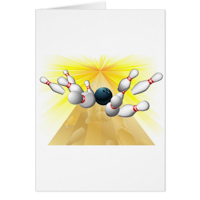 ピンに当るボーリング・ボール (正面)