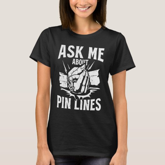 ピンのラインについて聞いてね 腹筋 Tシャツ (正面)