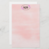 ピンぼやけクの背景とフローラフレーパーソナライズされたム 便箋 (正面/裏面)