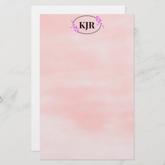 ピンぼやけクの背景とフローラフレーパーソナライズされたム 便箋 (正面/裏面)