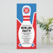 ピンを持つボーリングの誕生日のパーティの招待状 招待状 (スタンド正面)