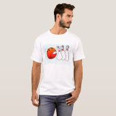 ピンを追跡するボーリング・ボール Tシャツ (正面フル)