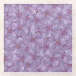 ピンアイウッズゼラニウムシームレスパターン ガラスコースター