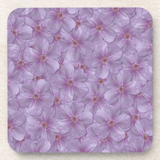 ピンアイウッズゼラニウムシームレスパターン コースター (正面)