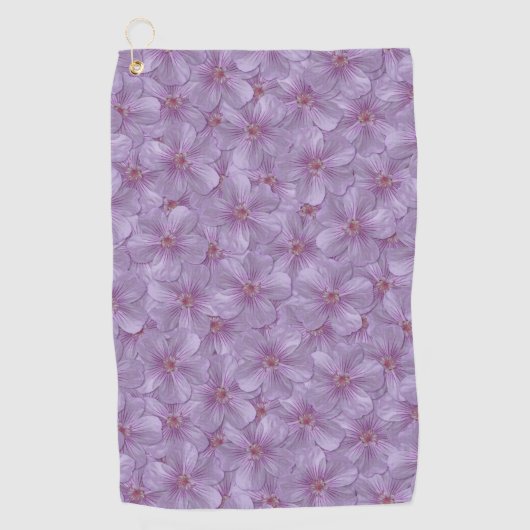 ピンアイウッズゼラニウムシームレスパターン ゴルフタオル (正面)