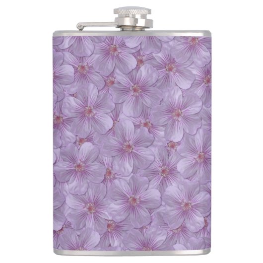 ピンアイウッズゼラニウムシームレスパターン フラスク (正面)