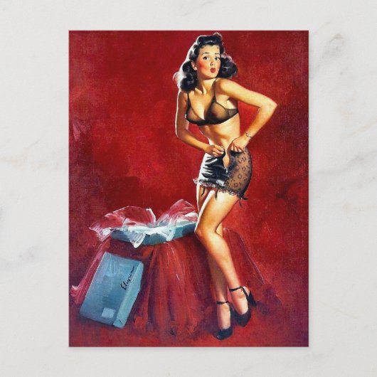 ピンアップの服を着る ポストカード (正面)