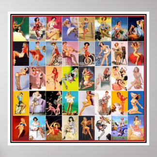 ピンアップガールズアートヴィンテージレトロプリントコラージュ2 ポスター