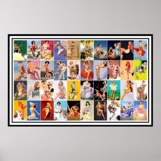 ピンアップガールズアートヴィンテージレトロプリントコラージュ ポスター