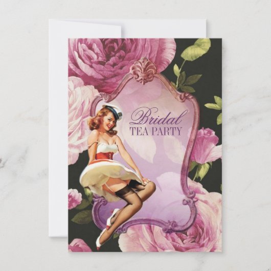ピンアップガール主婦レトロセーラーブライダルシャワー 招待状 (正面)
