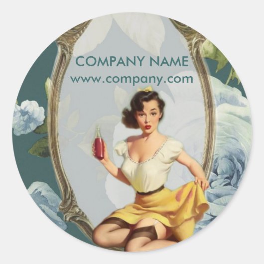 ピンアップガール美容師ヘアメイクアップアーティスト ラウンドシール (正面)