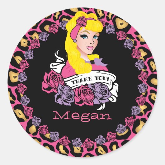 ピンアップガール、ロック – ビリー、ありがとうシール ラウンドシール (正面)