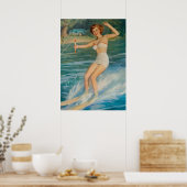 ピンアップスキー女子アート ポスター (キッチン)