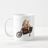 ピンアップバイクもしくは自転車に乗る人 コーヒーマグカップ (左)