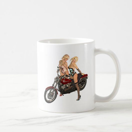 ピンアップバイクもしくは自転車に乗る人 コーヒーマグカップ (右)