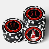 ピンアップ女の子$10トランプのポーカーチップ(スペード) ポーカーチップ (積み重ね)