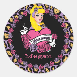 ピンアップ・ガール、ロック・ア・ビリー、パーティー・ステッカー ラウンドシール
