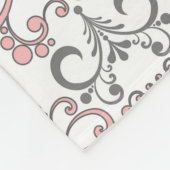 ピンエレガントクとグレー フリースブランケット (角)