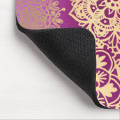 ピンエレガントクと金ゴールドのフローラ曼荼羅パターン マウスパッド (コーナー)