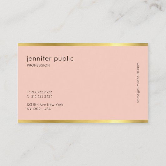 ピンエレガントクと金ゴールドの草書きの手書き 名刺 (裏面)