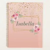 ピンエレガントクの背面に金ゴールド紙吹雪ドットを配置 プランナー手帳 (正面)